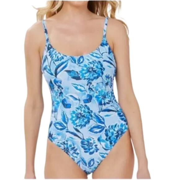 Andie Other - Andie Swim The Bala One Piece Swimsuit in Blue Floral Size Medium NEW